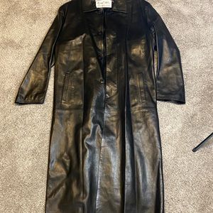 Michael Hoban Black Leather Trench Coat